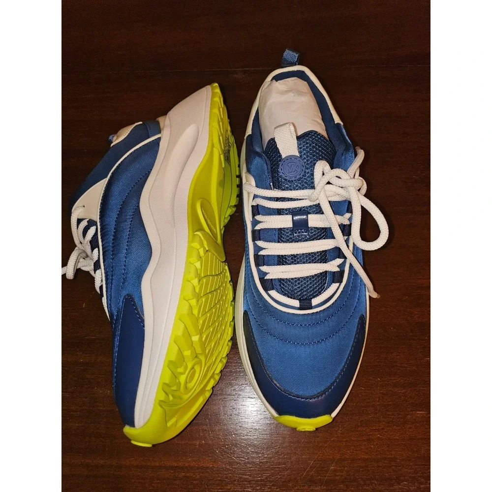 Michael Kors‎ Dara Sneakers Color Block Nylon Trainer Blue Sporty Neon Trim 7.5